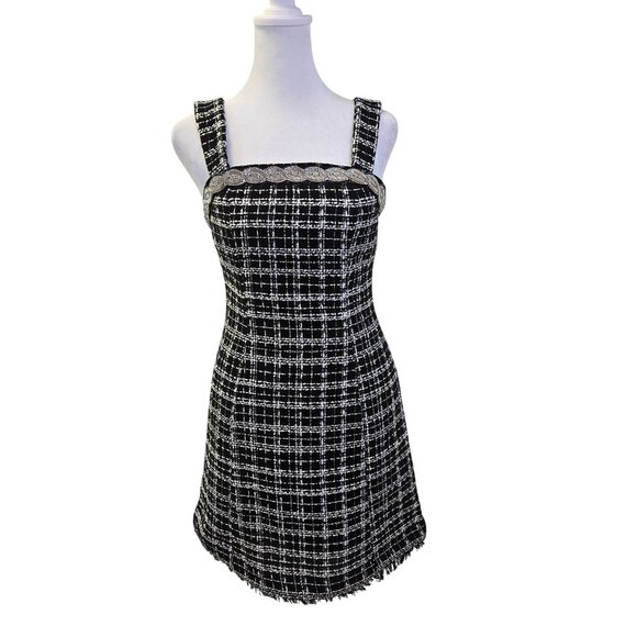 NWT Tahari ASL Boucle Tweed Mini Dress with Rhinestones Size 2 Petite - Picture 1 of 7